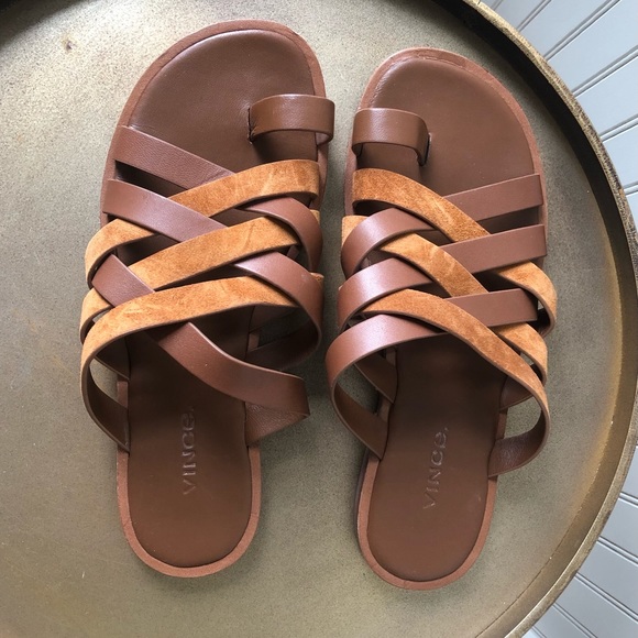 VINCE | PIERS | LEATHER AND SUEDE SLIDE SANDAL. 6M - Picture 5 of 8